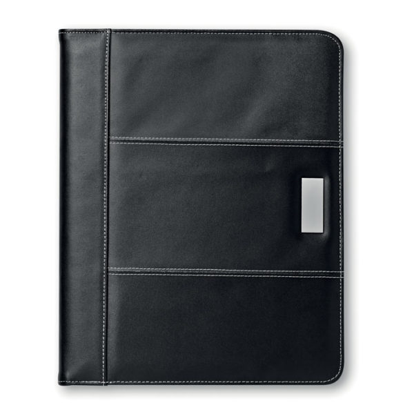 A4 leather portfolio with metal logo plate-MO7163