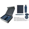 Gift Set containing A5 notebook, metal pen, recycled multicable set, double walled water bottle.